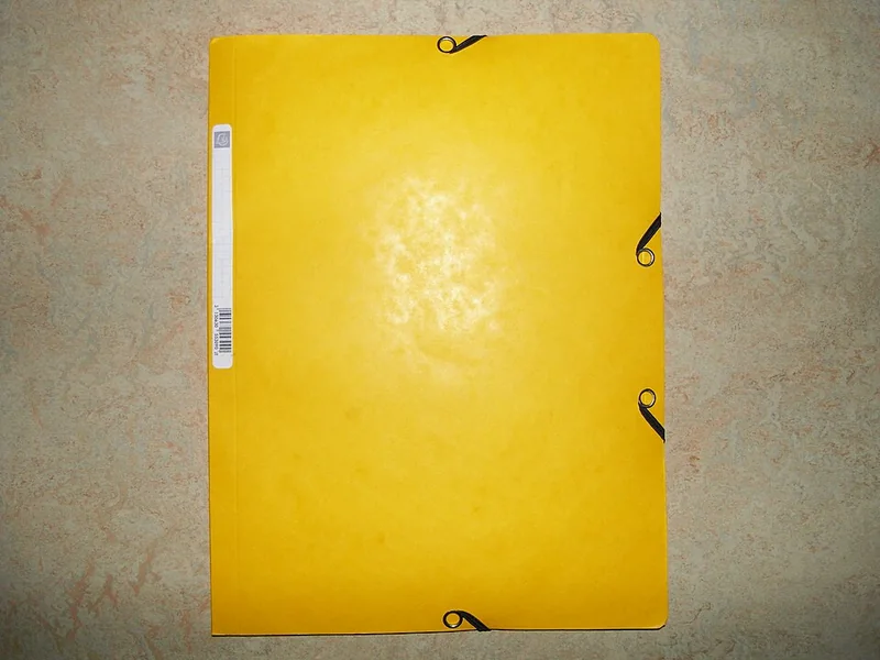 Yellow document folder for organising paper records