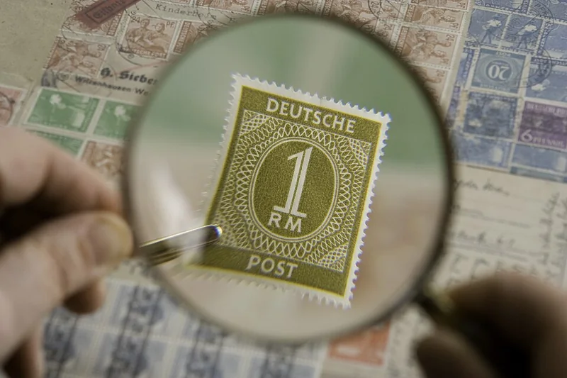 Handheld magnifying glass with a round lens