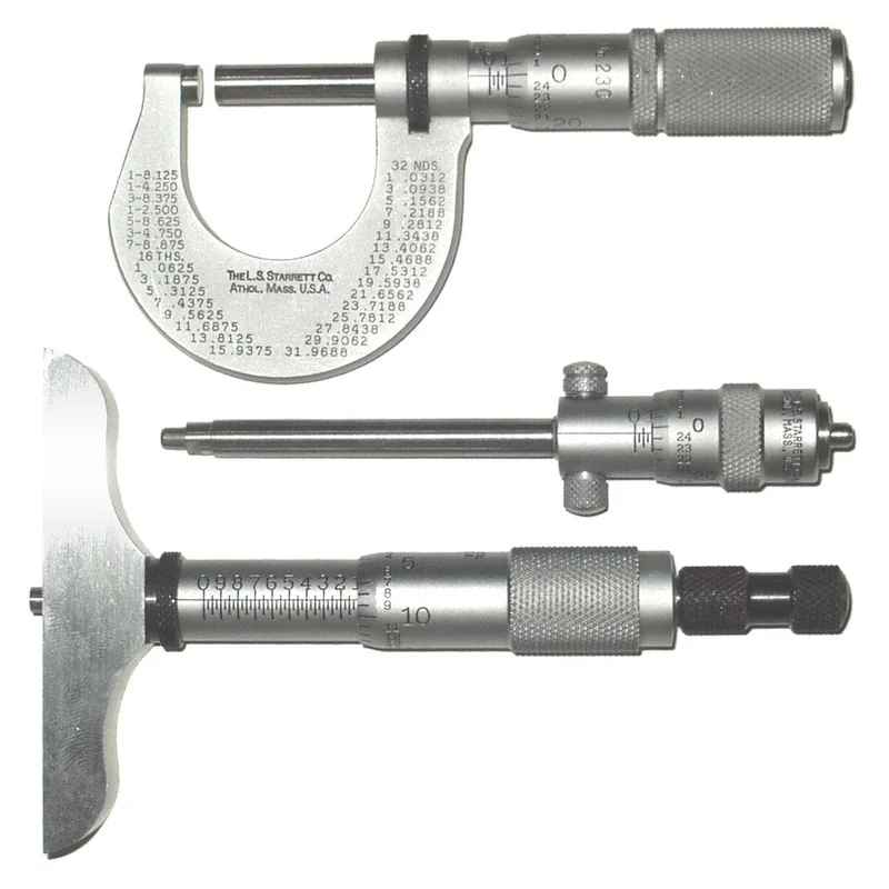Mechanical micrometer screw gauges in several sizes