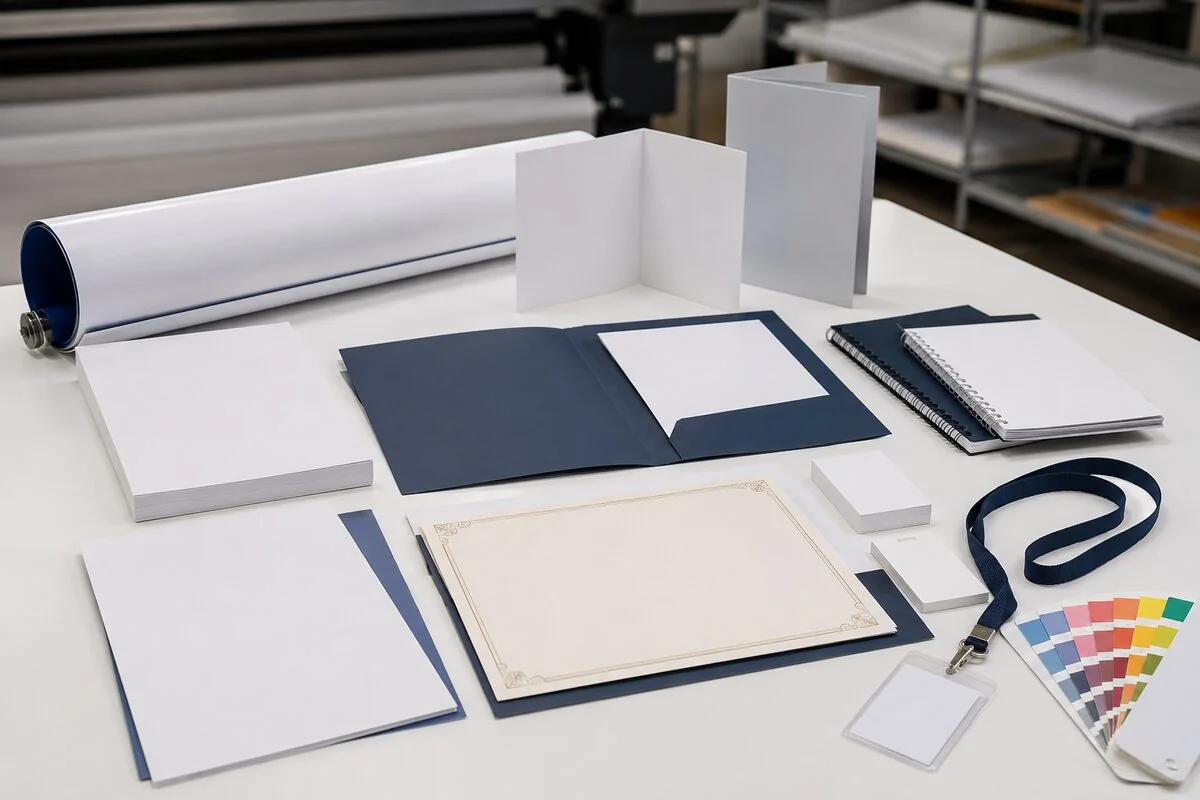 School brochures, folders, certificates, notebooks and printing collateral